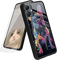 Vista 181 de Funda para Samsung Galaxy A12 5G con protector de pantalla, parte trasera de vidrio templado + TPU de silicona suave que absorbe los golpes
