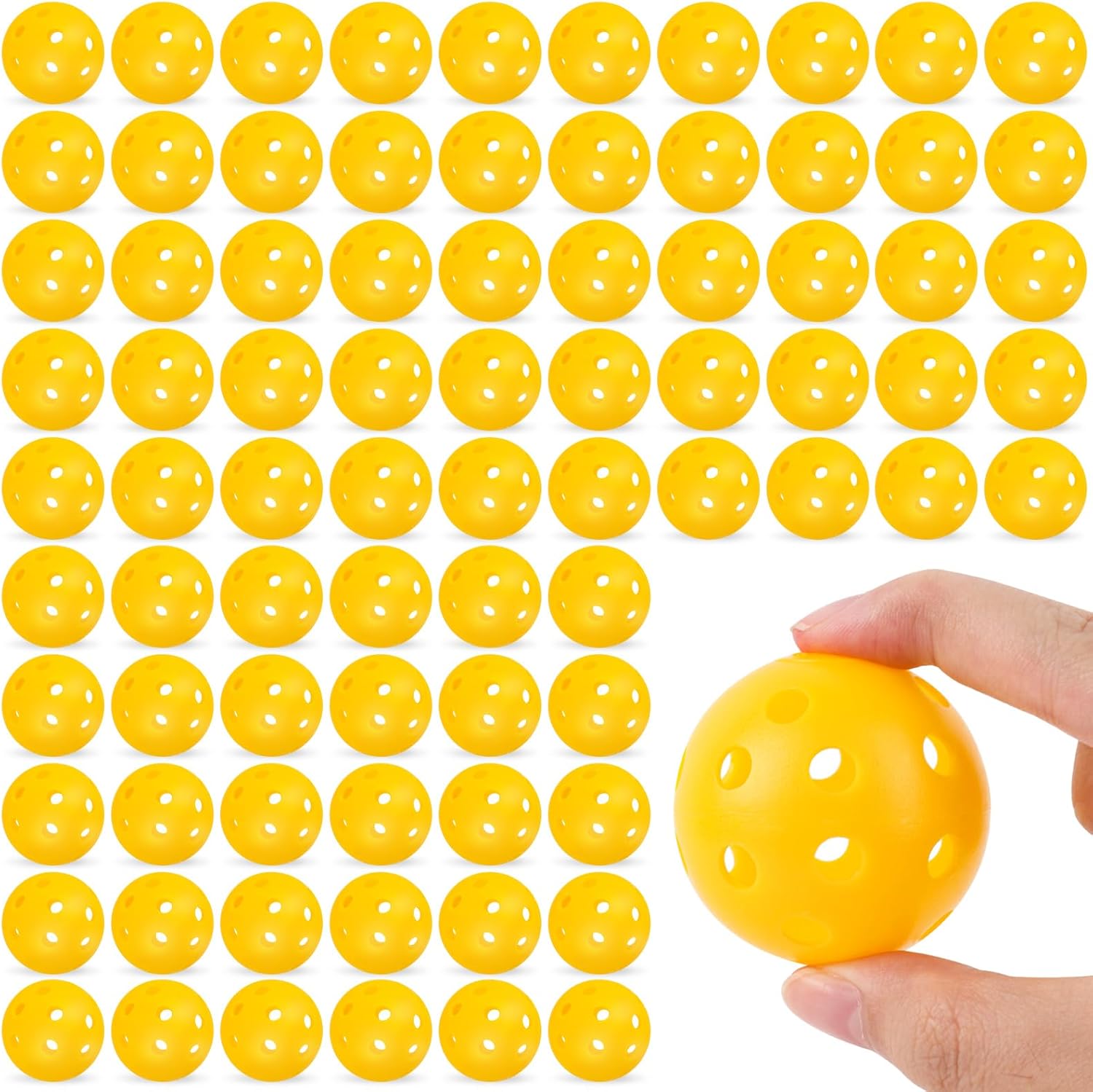 100 Pack Yellow Practice Golf Balls 42mm Plastic Golf Balls Limited Fligh Training Golf Balls AdecortalkBulk for Backyard Swing Practice Driving Range Indoor Outdoor Use