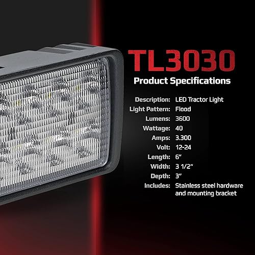 Miniatura 10 de TIGERLIGHTS Tiger Lights TL3030 - Luz LED para tractor de 12 V, compatible conrepuesto para John Deere AT208435, AT226338, AT208435, AN272464 - Luz