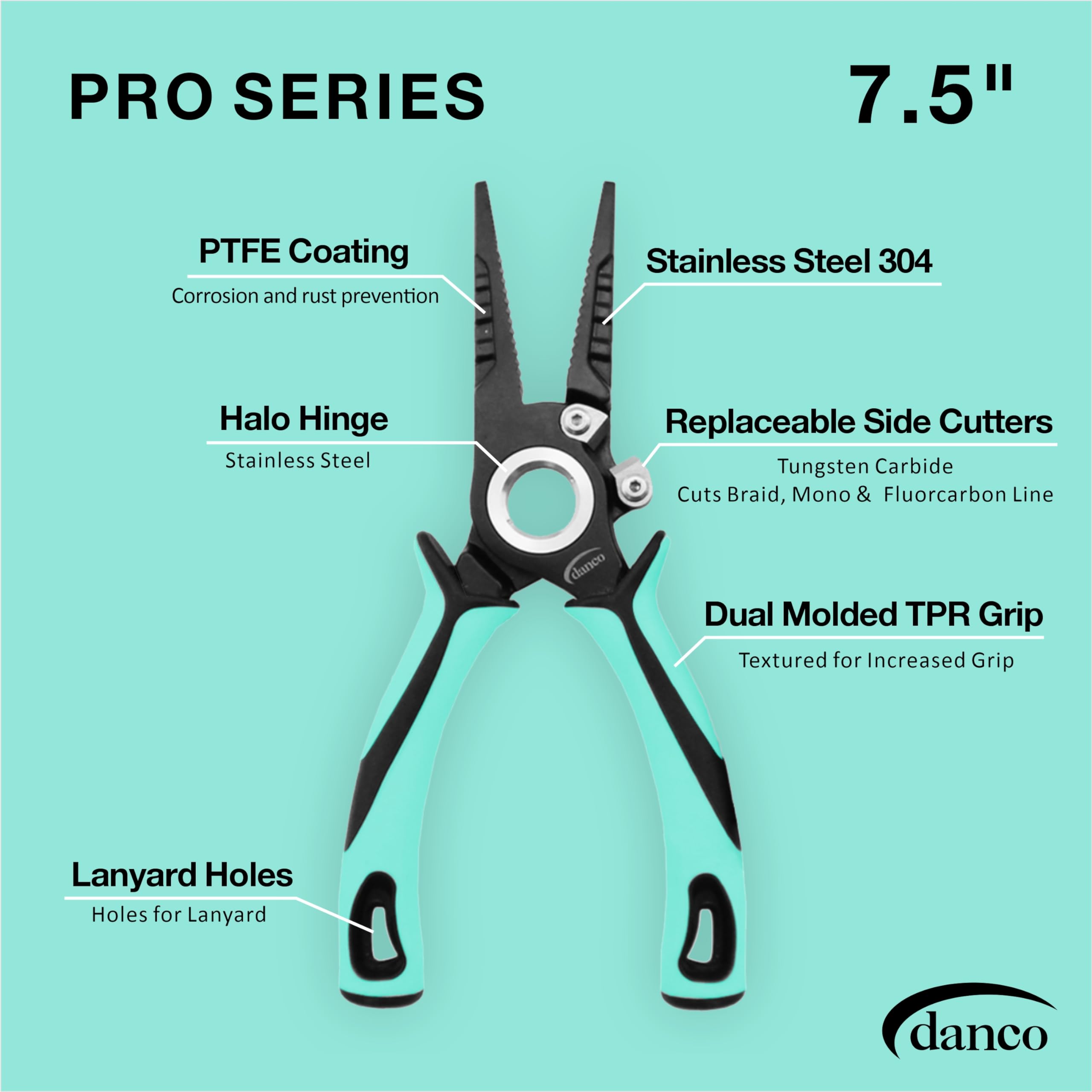 danco Alicates Pro Series 304 de 7.5 pulgadas de acero inoxidable forjado (espuma de mar)
