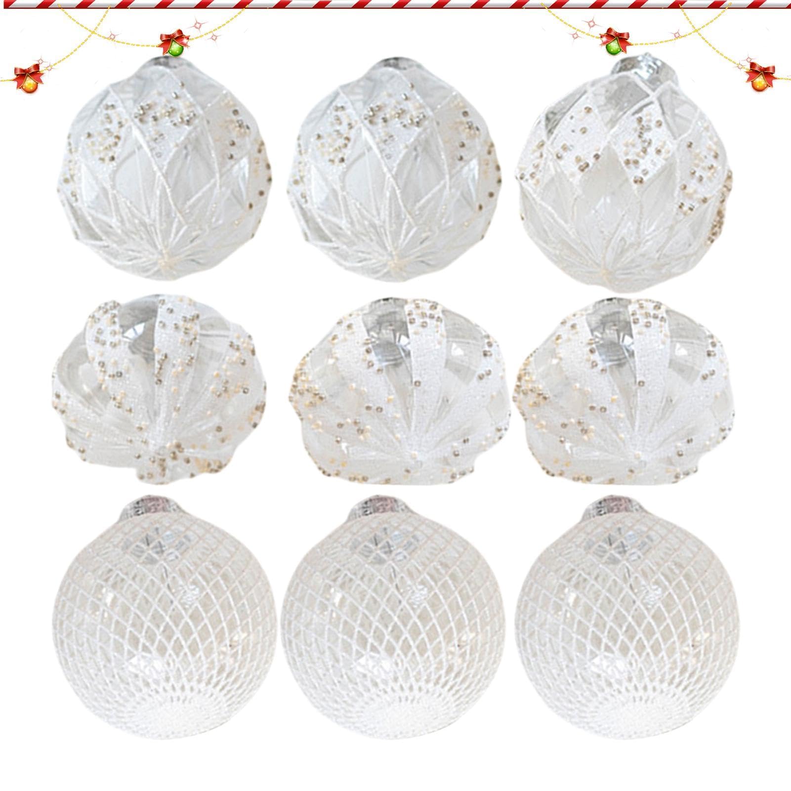 Adornos de Navidad brillantes de 8 cm con bola transparente, para bodas, árboles de Navidad y decoración de fiestas, y decoración navideña brillante