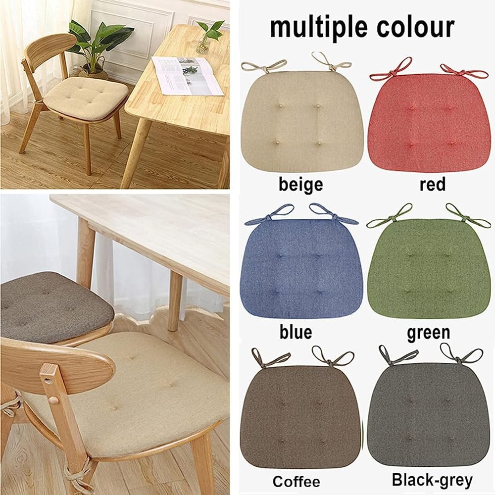 HAVARGO Set di 4 cuscini antiscivolo per sedia, cuscino per sedia da pranzo, lavabile, adatto per sedie da ufficio, da esterno e da giardino - 41 x 39 cm, Nero