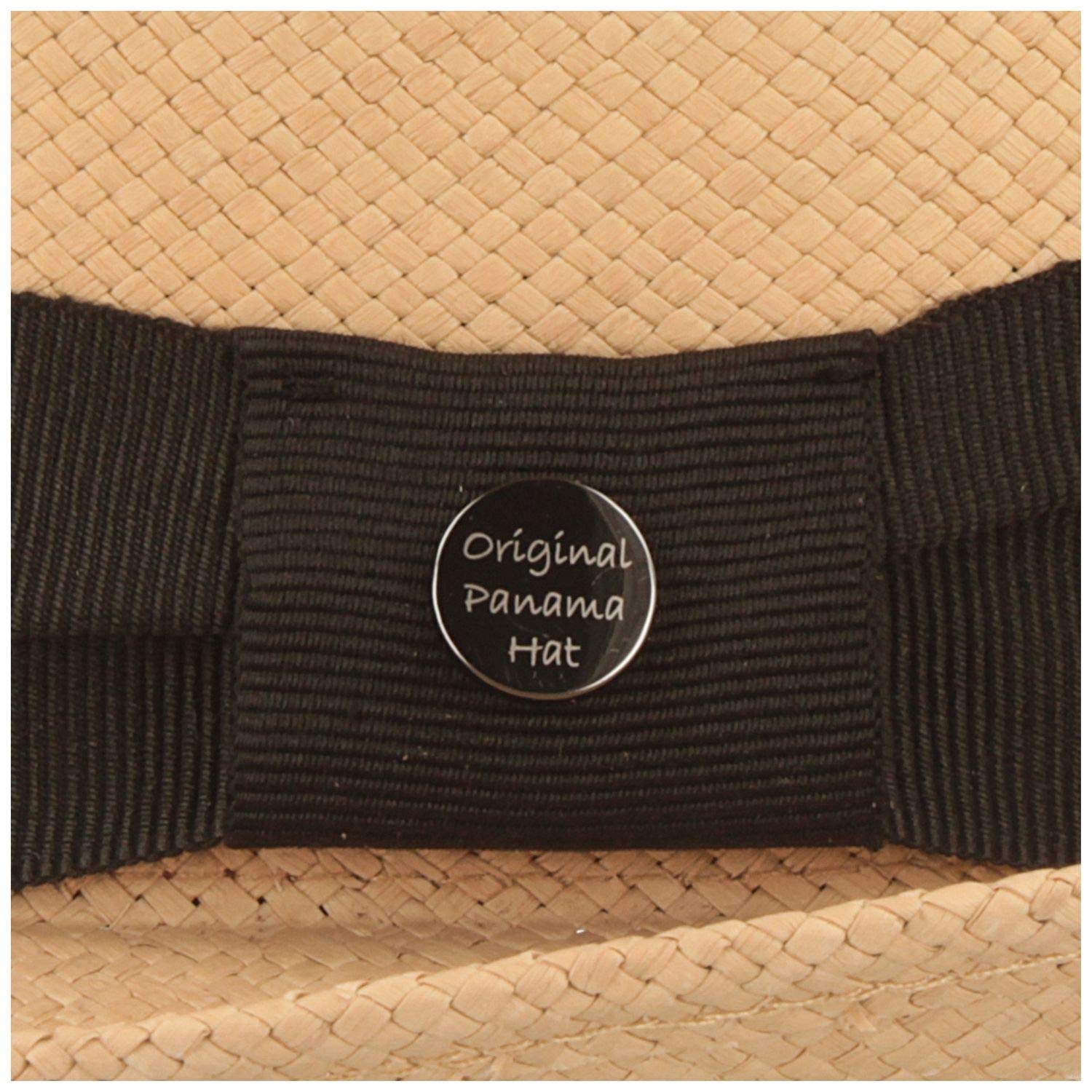 Breiter Original Sombrero Panamá de Paja Hecho a Mano en Ecuador Sombrero de Verano Trilby Protección UV - 100% Paja - Refuerzo contra deformaciones