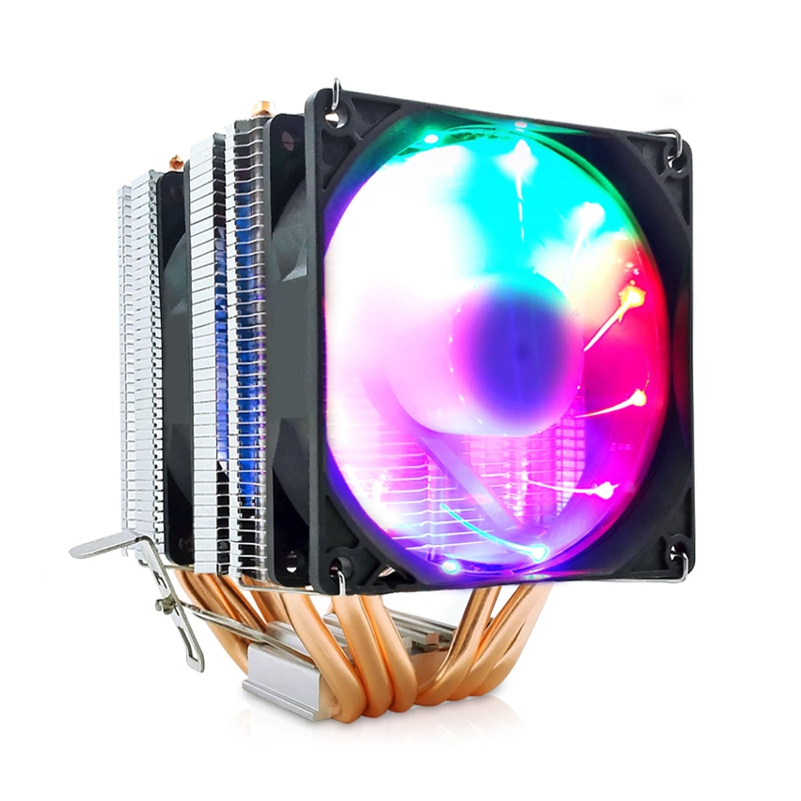 Refroidisseur de processeur RGB avec 6 caloducs et ventilateur PWM silencieux pour AMD et Intel