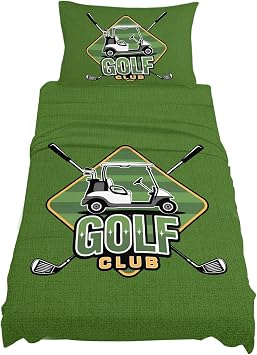 Golf Club Green Twin Sheet Set 3 Piece Bedding - Abstract Vintage Golf Sports Breathable Comfy Cooling Bed Sheets & Pillowcase Sets, Hotel Luxury Flat Sheets Deep Pockets Fitted Sheet for Women Men