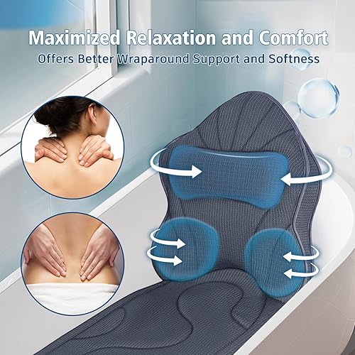 Miniatura 5 de Almohadas de baño gruesas de cuerpo completo y cojín para bañera reposacabezas soporte de cuello hombro comodidad relajación accesorios de spa