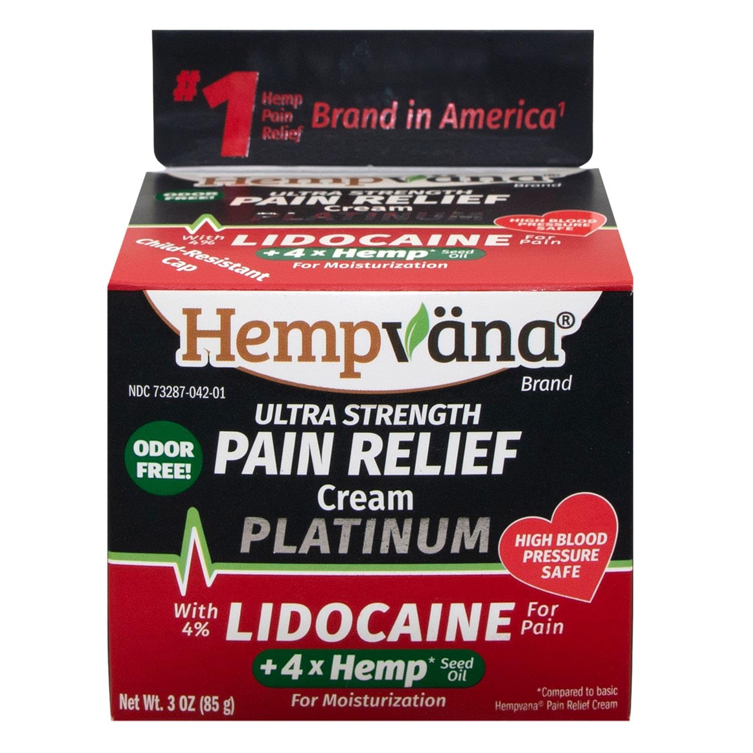 Hempvana Platinum Lidocaine Ultra-Strength Relief Cream, 4X Hemp, Numbs Aggravated Nerves, Long-Lasting Relief for Back, Knees, Shoulders & More. AS SEEN ON TV. Odor-Free, Non-Greasy. Works Fast — Amazon image 2