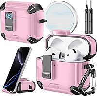 Vista 37 de Inesore Funda para AirPods Pro 3 (2025) con soporte para teléfono y kit de limpieza, compatible con MagSafe, cubierta de bloqueo automática