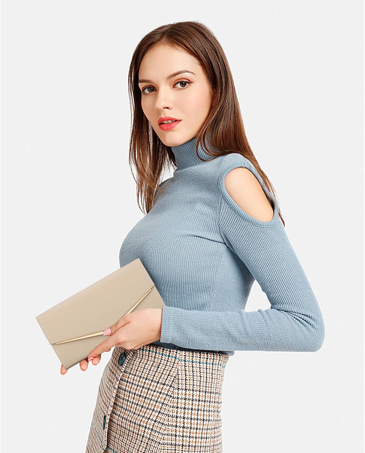 Women’s Evening Handbag Vegan Leather Ladies Envelope Clutch Classic Elegant Purse Bags - Image 2