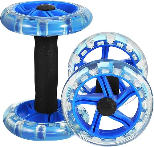Rodillo de fitness de doble rueda, dispositivo de fortalecimiento abdominal para hombres y mujeres, azul, 7.87 x 5.51 x 5.51 pulgadas