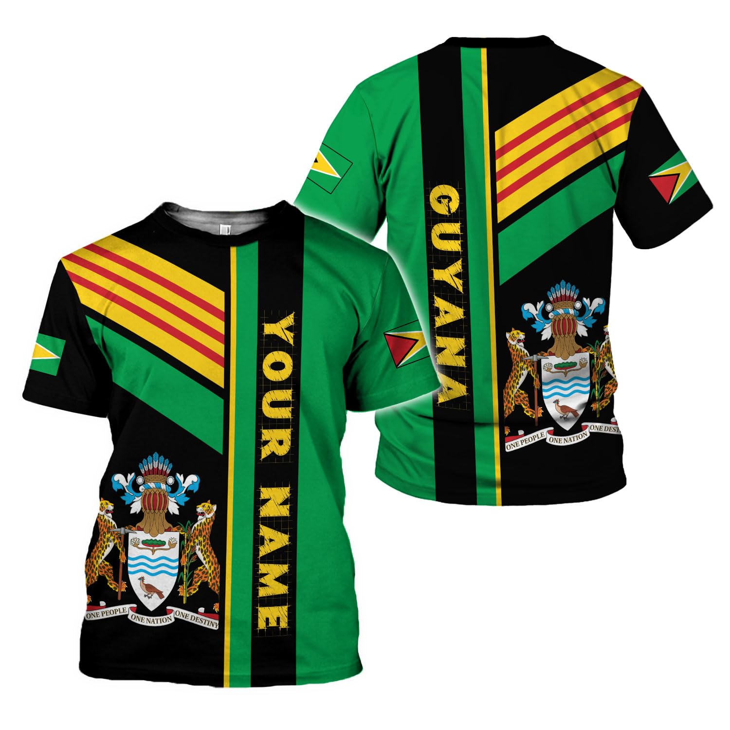 Mens Tshirt Working Shirt Classic Tee Casual Gym T Shirts for Running Lounge Everyday Personalized Guyana Guyanese Coat of Arms Flag M