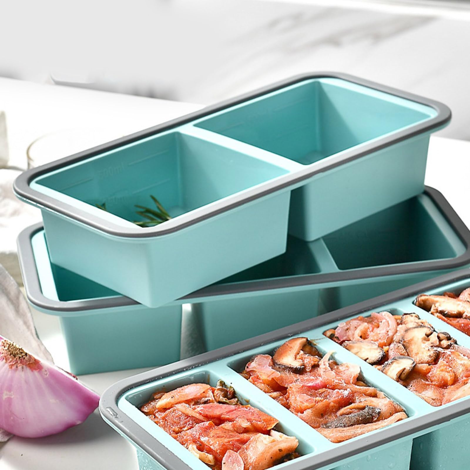 2 stampi in Silicone riutilizzabili per Ghiaccio con Copertura Che garantisce freschezza, rimozione Semplice, Essenziali per, stampi in Silicone per Uso Alimentare