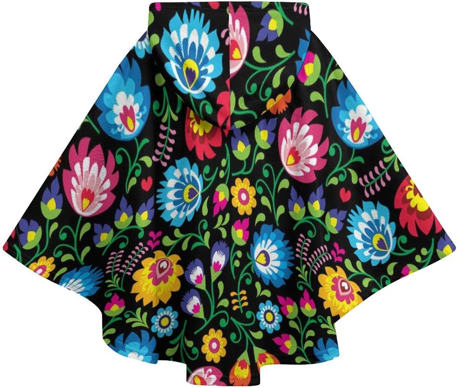 Polish Floral Folk Art Poland Flowers Wearable Blanket with Hooded Flannel Blankets Cape with Pocket
