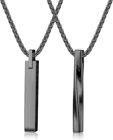 Stainless Steel Bar Pendant Necklace 
