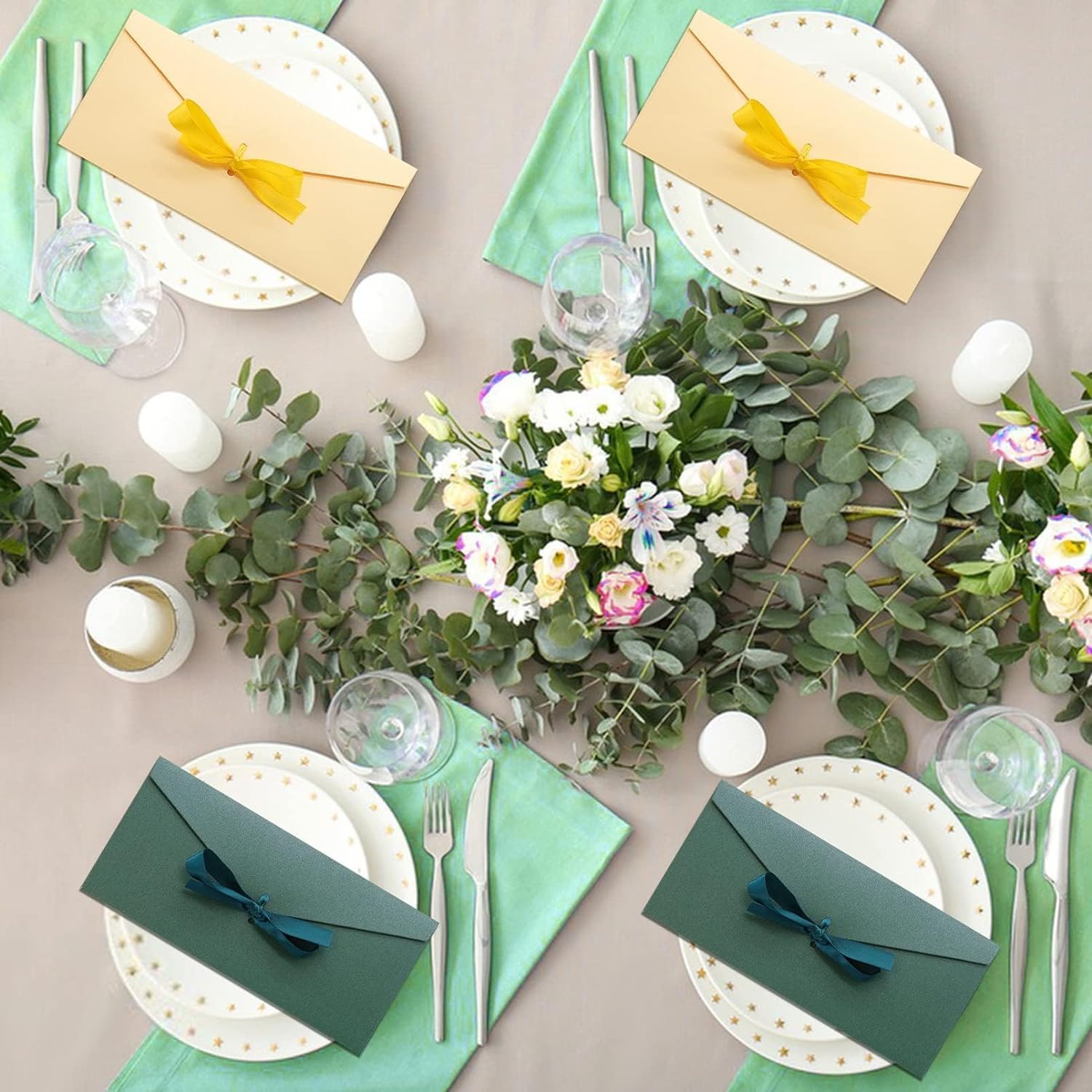 Buste Lettere Kraft Colorate 22×10,8 cm con Nastri per Inviti Matrimonio