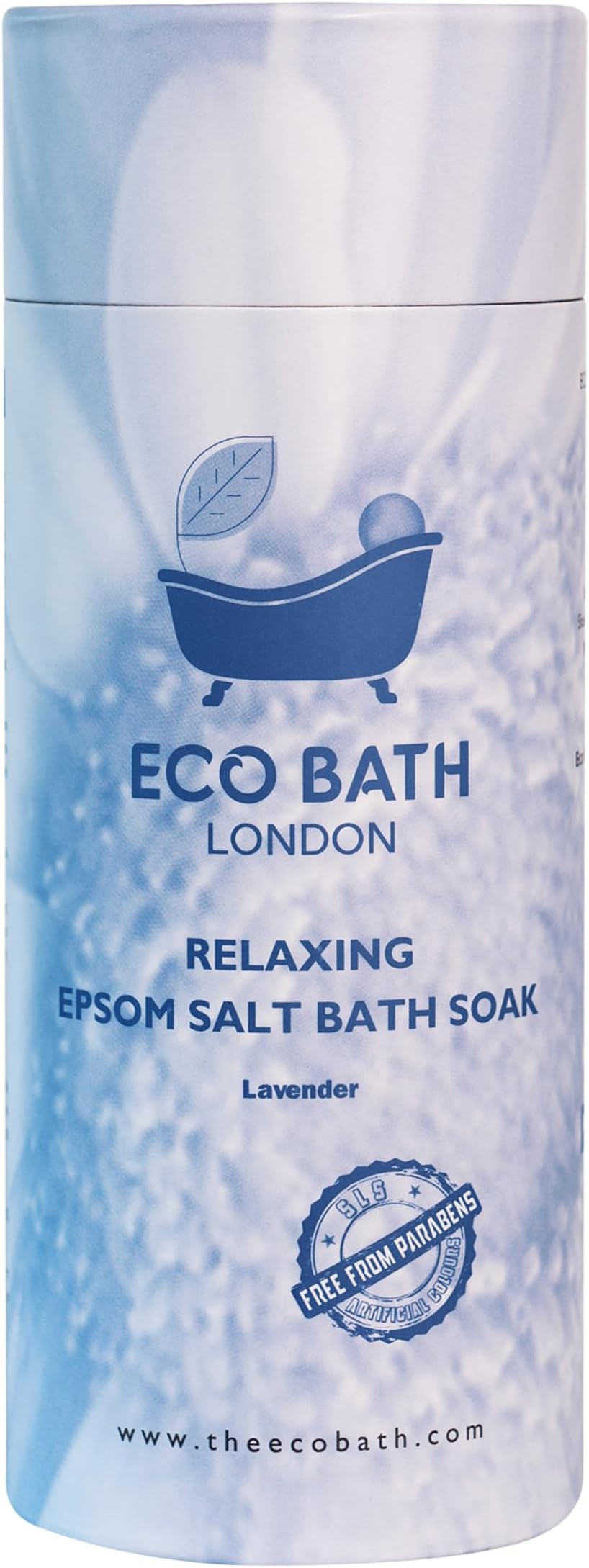 Eco Bath London Relaxing Lavender Epsom Salt Bath Soak - Tube 1kg, Magnesium Bath Salt Infused with Lavender Essential Oil, Epsom Bath Salts for Relaxation