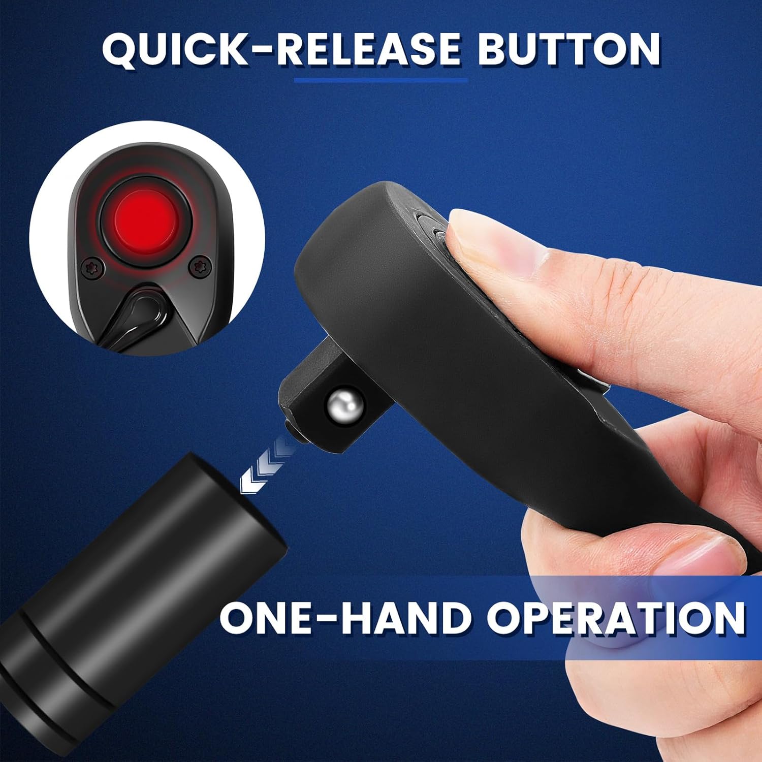 3-Piece Stubby Ratchet Set 1/4" 3/8" 1/2" Drive, 72-Tooth Black Finish, Quick Release & Reversible, CR-MO Steel with Non-Slip Grip for Tight Spaces, Includes EVA Case, Automotive DIY Tools