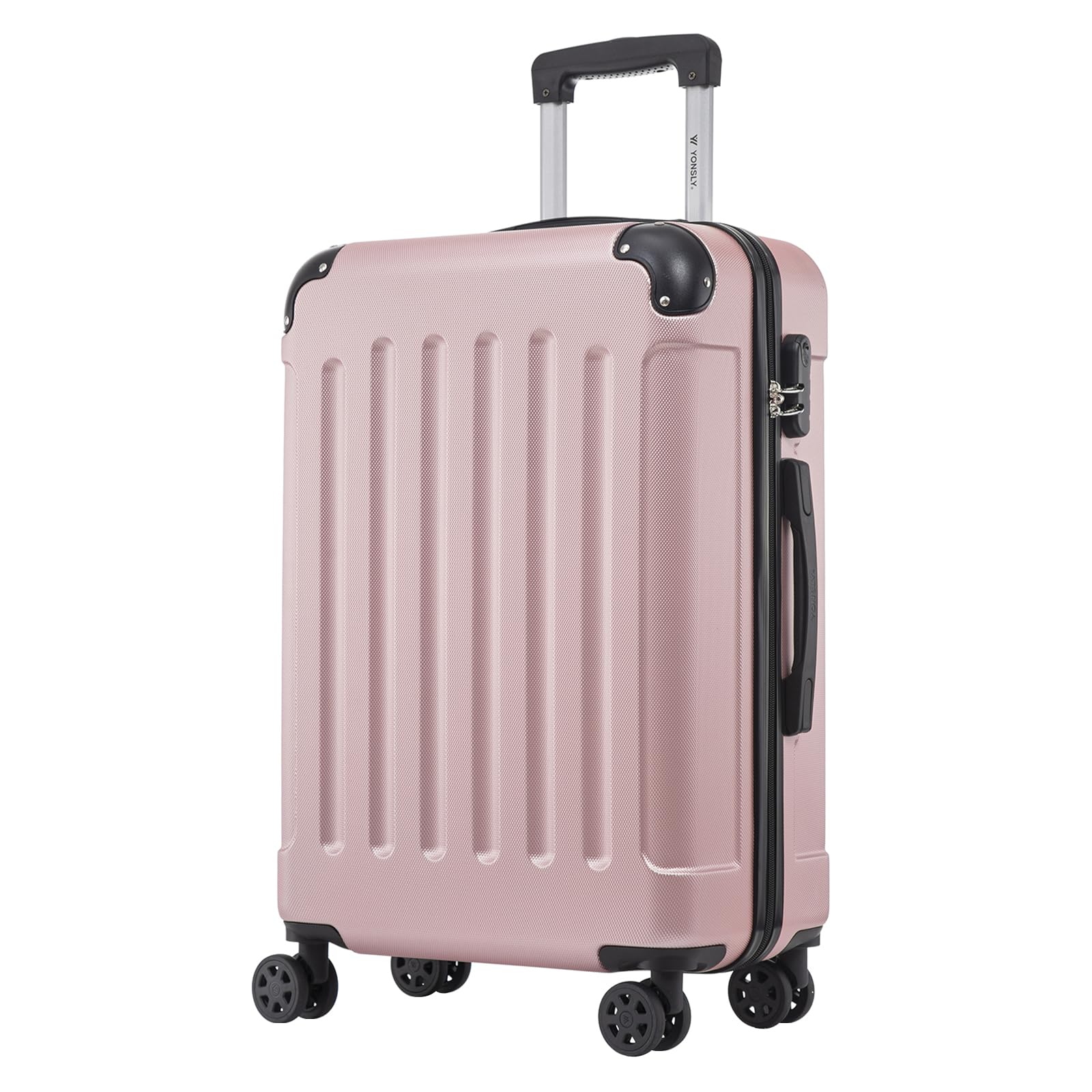 YONSLY Trolley Reisekoffer Set, Koffer Suitcase, Rollkoffer Handgepäck Hartschalenreisekoffer mit Zahlenschloss, 4 Rollen 360°, Weicher Gummigriff