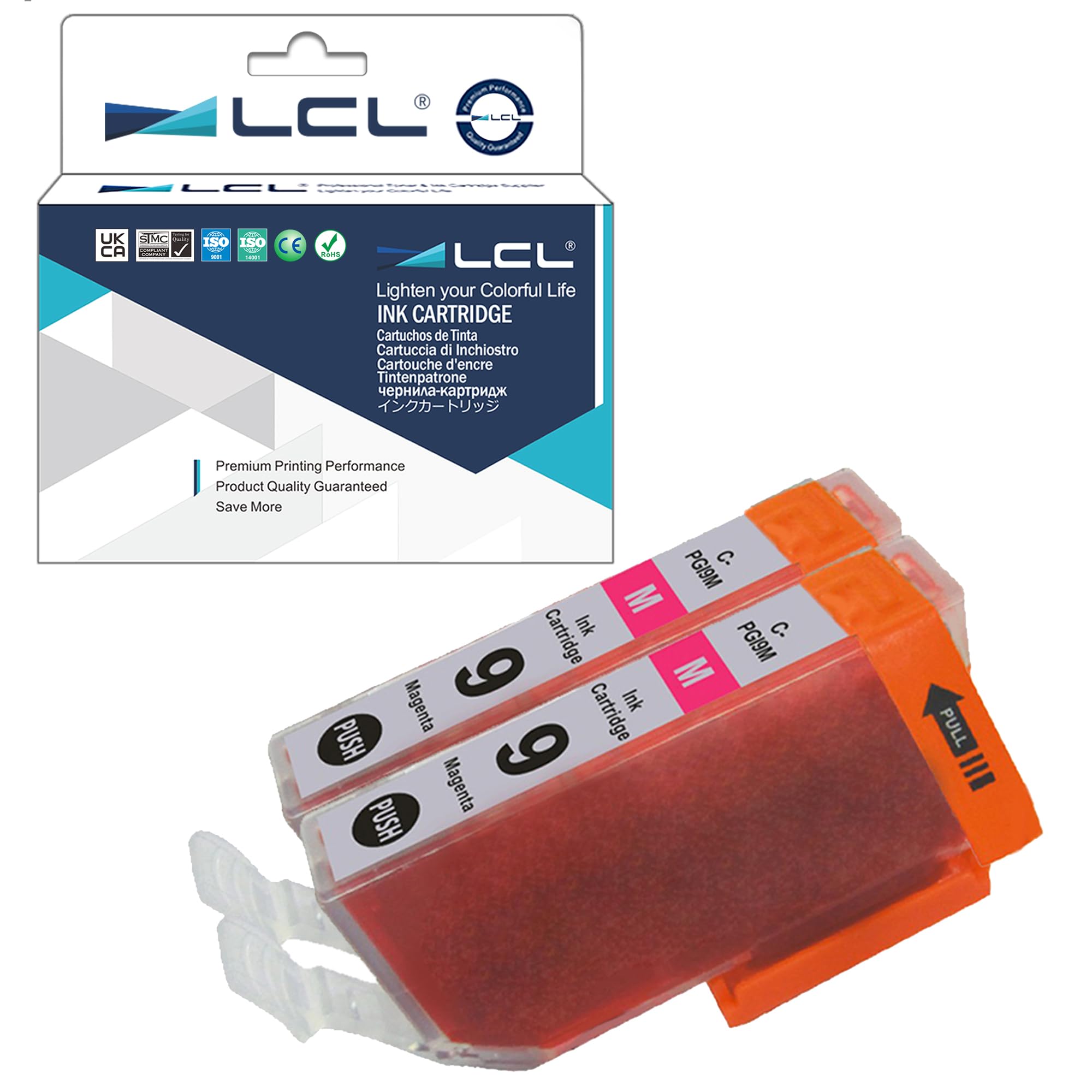 LCL Compatible Ink Cartridge Replacement for Canon PGI-9 PGI-9M 9M Pro 9500 9500-Mark II (2-Pack Magenta)