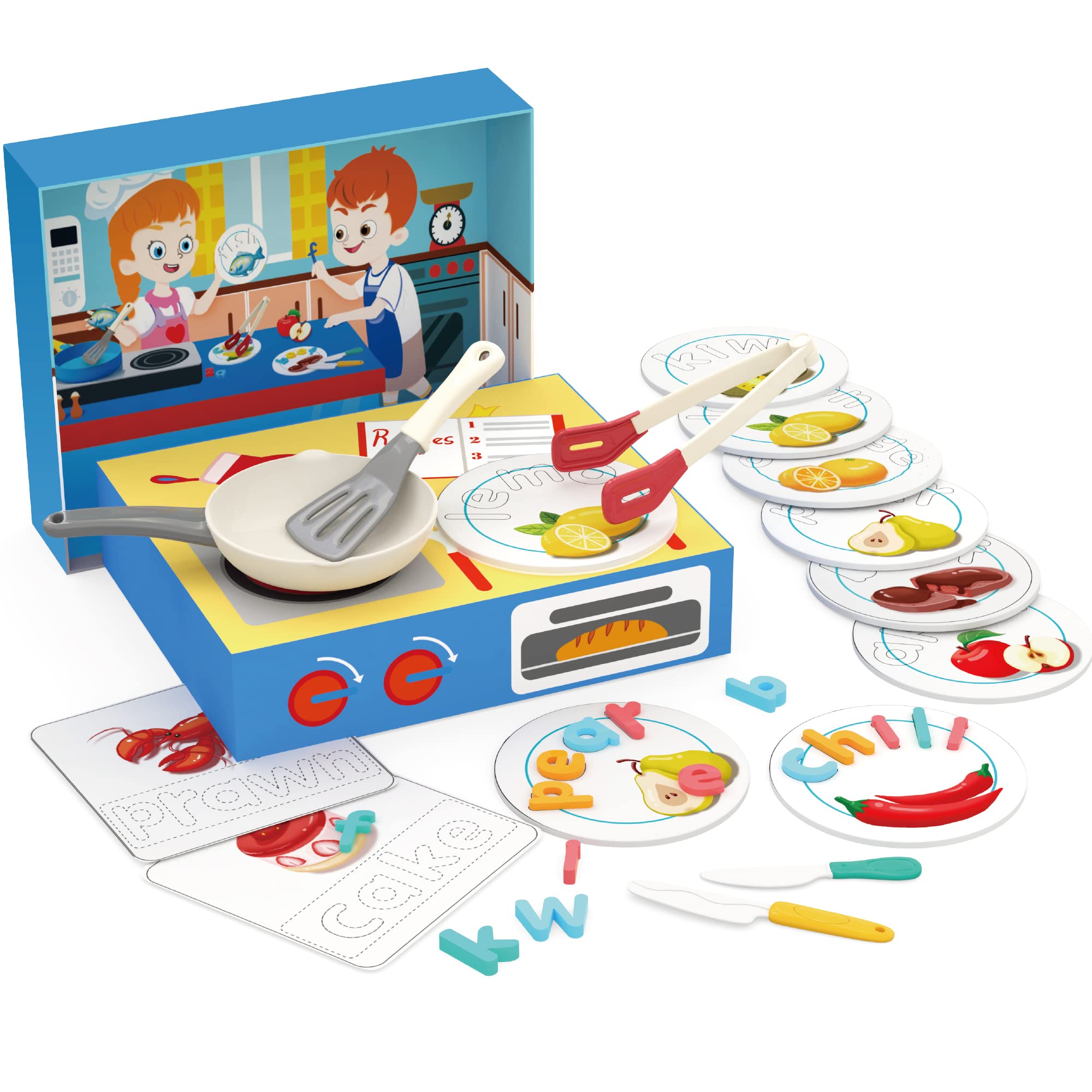 Photo 1 of iPlay, iLearn Kids ABC Learning Educational Toys, 2-in-1 Toddler Match Letter Cards & Pretend Kitchen