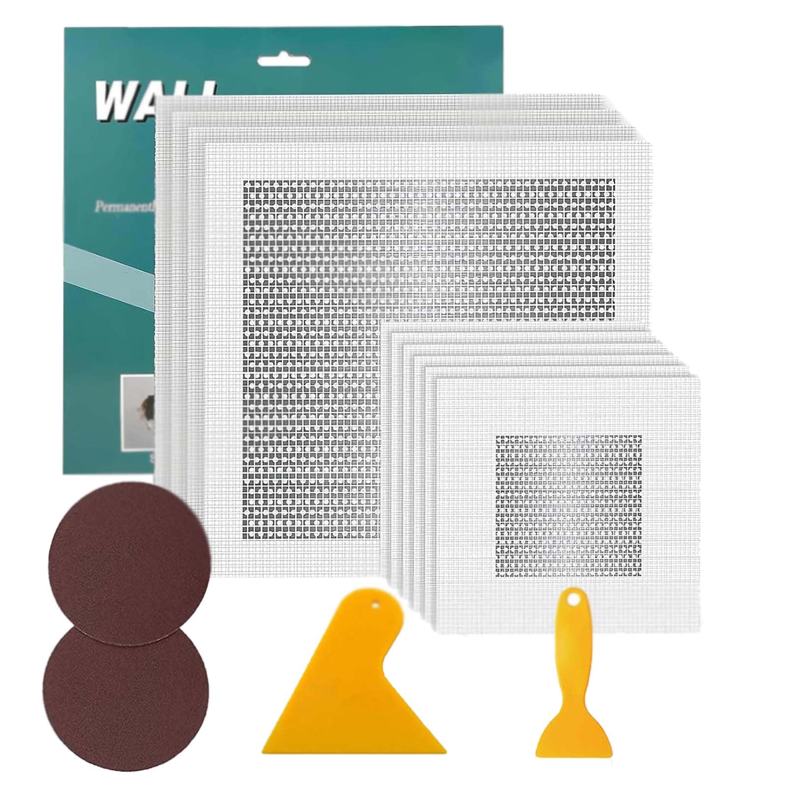 BlissDew 14-Piece Wall Repair Kit Self-Adhesive Aluminum Mesh Patches for Drywall Plasterboard Ceiling and Wall Hole Fixing