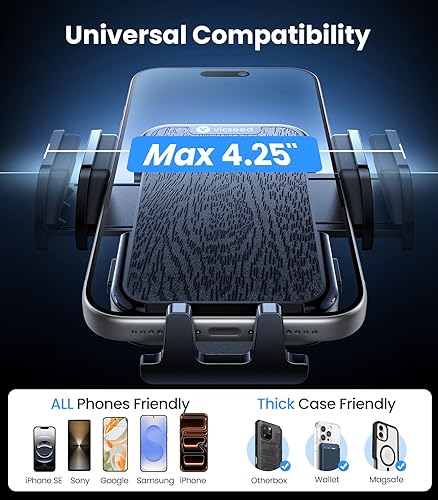 Miniatura 7 de VICSEED Soporte para teléfono de coche con ventosa ultra estable base giratoria de 360, liberación de doble botón 3 en 1 tablero de