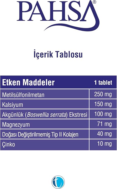 Pahsa Tip II Kollajen Beslenme Desteği 30 Tablet