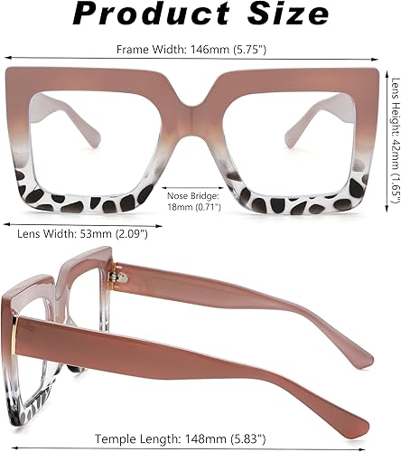 Miniatura 3 de Gafas de luz azul de gran tamaño para mujer, gafas de marco grande de moda, gafas sin receta