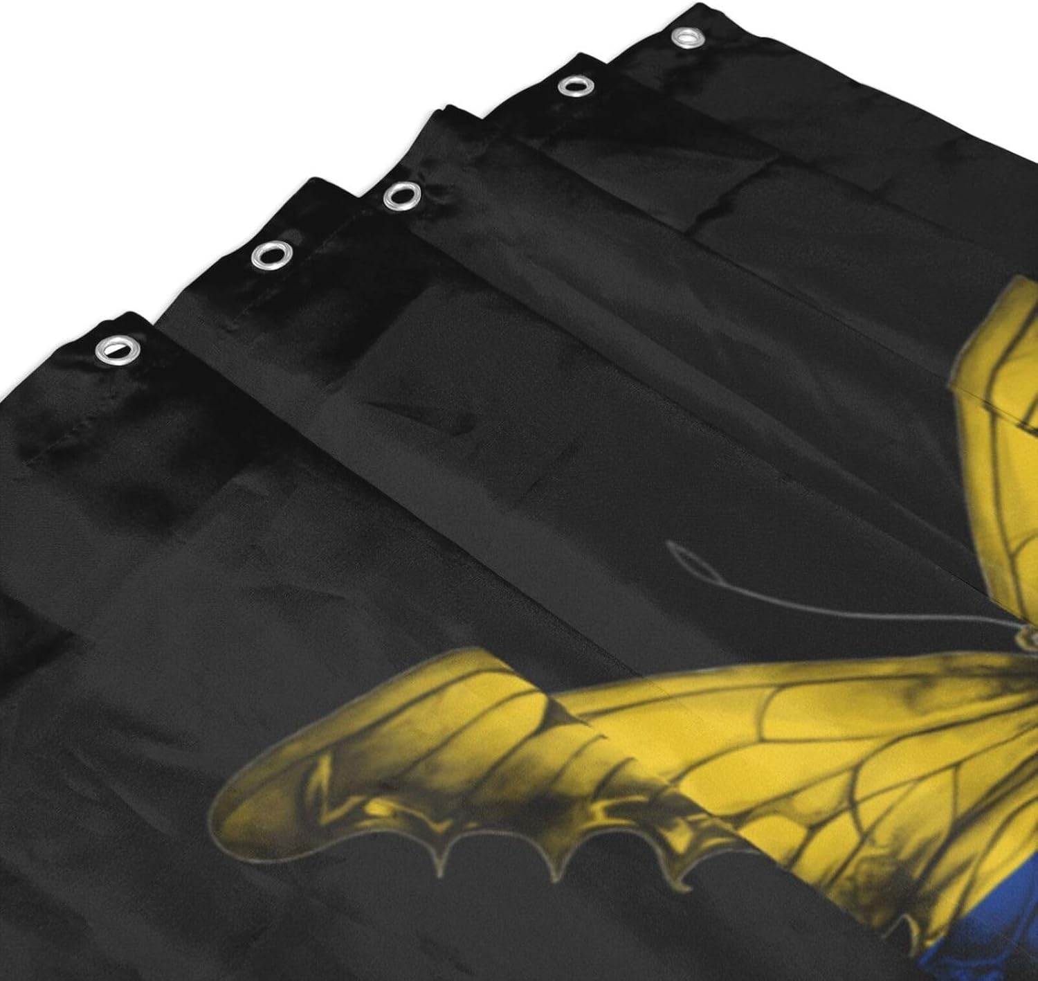 Shower Curtain, Colombia Colombian Butterflies Flag Black Shower Curtain Sets Waterproof Bathroom Shower Curtain with 12 Hooks, 60x72 Inch