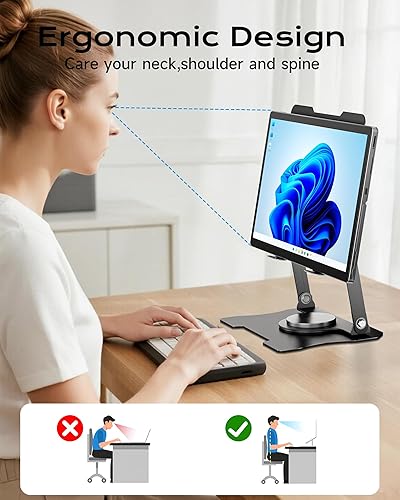 Miniatura 4 de Soporte ajustable para laptop y tableta, elevador ergonómico de acero al carbono con ventilación de refrigeración, elevador plegable portátil