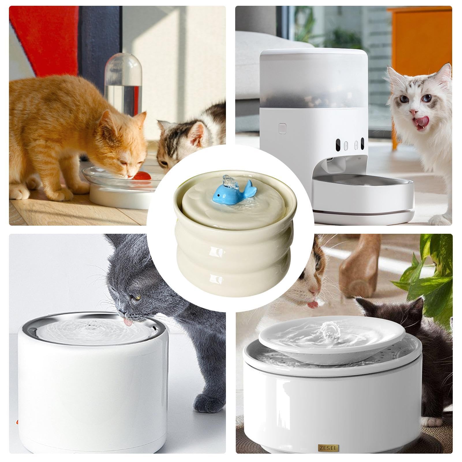 Fontaine pour Animaux de Compagnie, Fontaine pour Chats, Distributeur | d'eau pour chiens - filtrage à faible bruit et à 3 couches, distributeur d'eau pour animaux domestiques silencieux pour chien