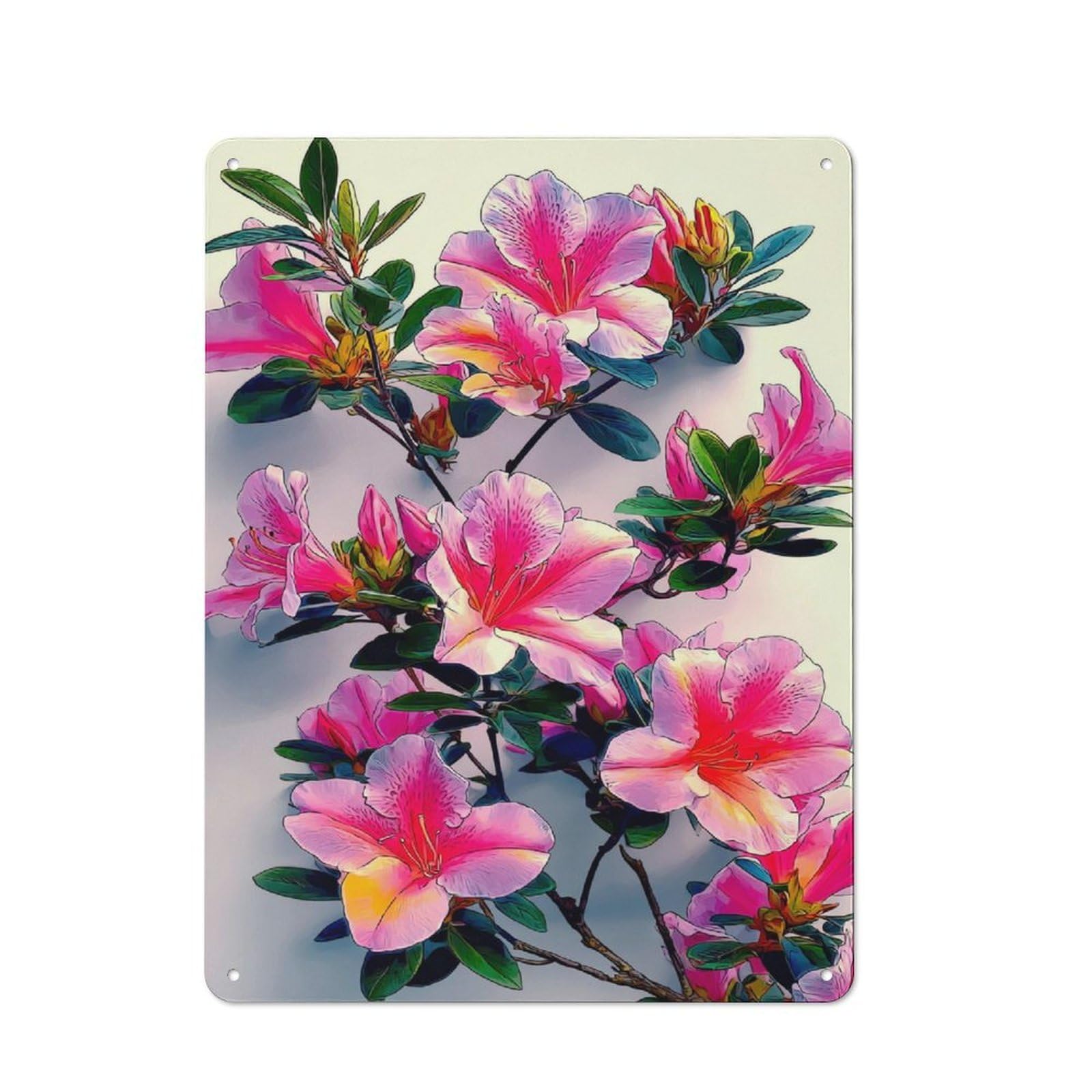 Junmoney Colorful Azalea Blossoms Vintage Tin Sign 40X30cm, Rustic Bistro Wall Plaque For Kitchen, Cafe, Pantry Or Dining Room