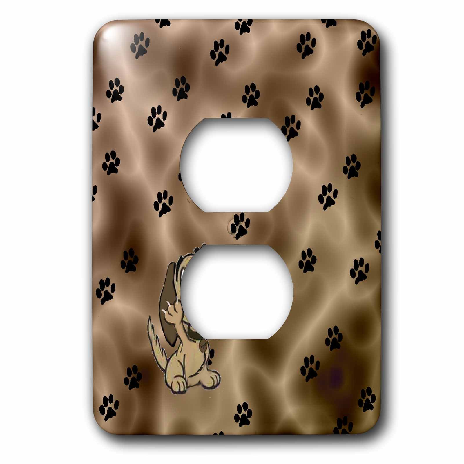 Empreintes de pattes de chiot double prise de courant lsp_52456_6 3dRose