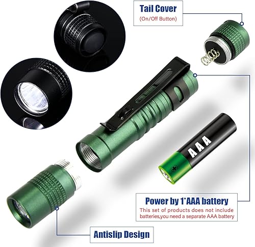 Miniatura 10 de Hortsun 20 mini linternas de bolsillo con clip, pequeñas linternas LED de mano delgadas para regalo de Navidad sin batería, 3.54 pulgadas