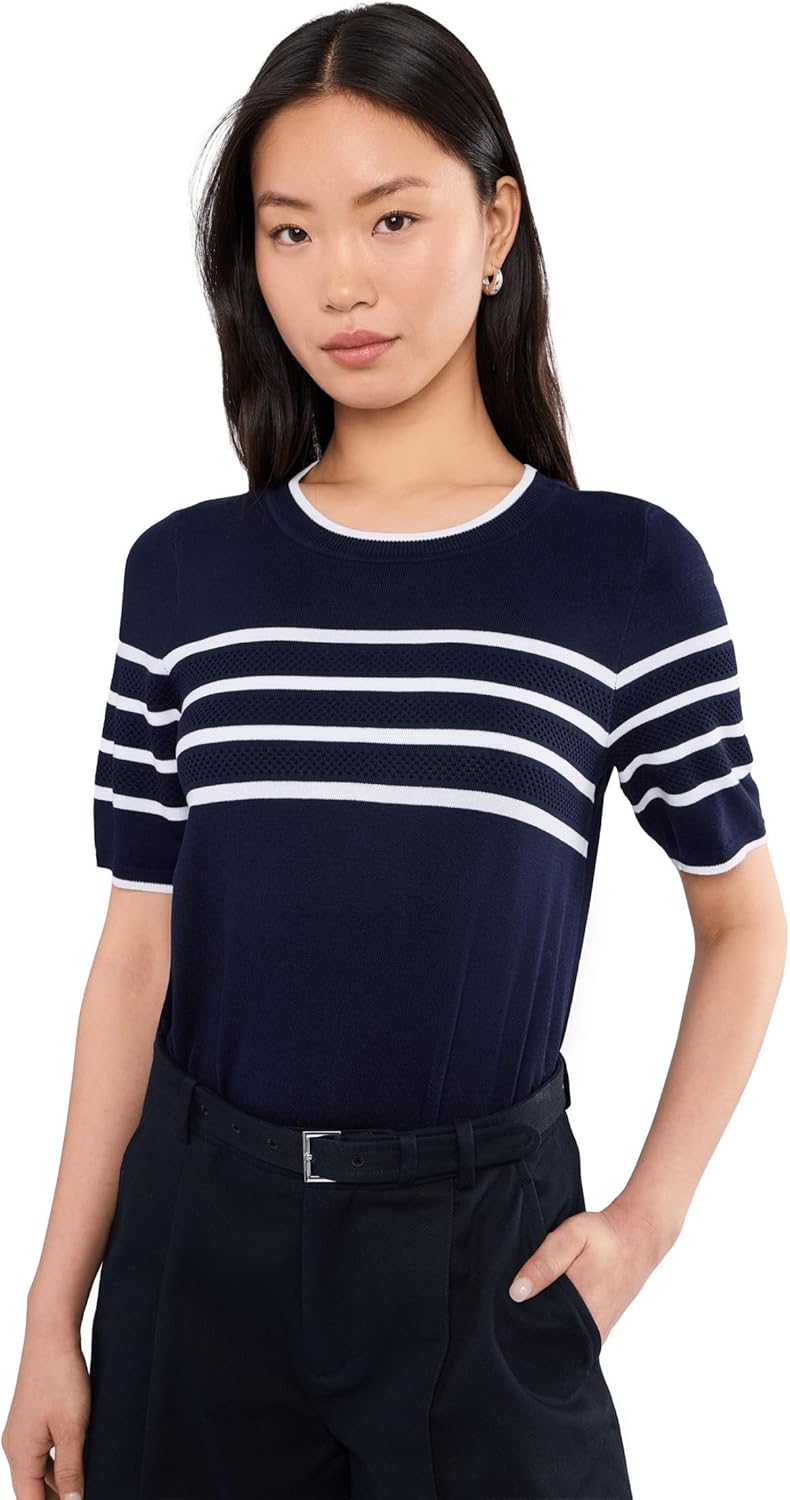 Liverpool Los Angeles Women's Petite Short Sleeve Crew Neck Sweater