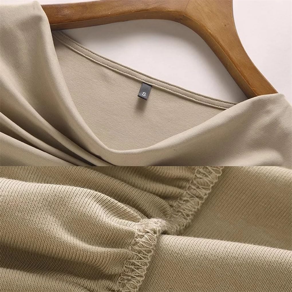 Camiseta de manga larga para mujer, cuello redondo, color liso, estilo clásico, plegable, para oficina