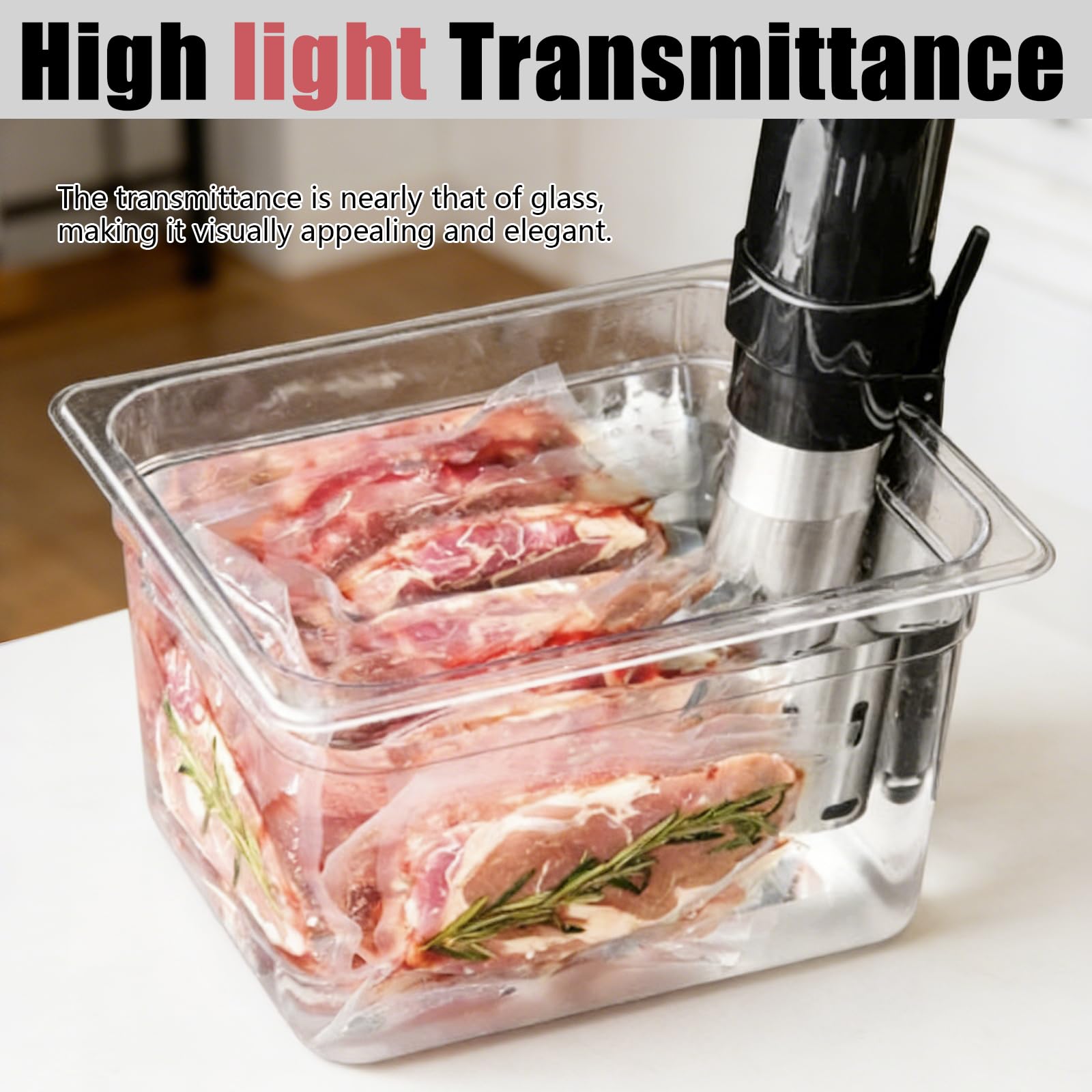 Sous Vide Behälter, 11L Upgrade mit Klappdeckel und Edelstahl-Rack 32,5×26,5×20 cm für Meisten Sous Vide Garer Multifunktionaler Transparenter Behälter Geeignet zum Kochen von Fisch und Fleisch