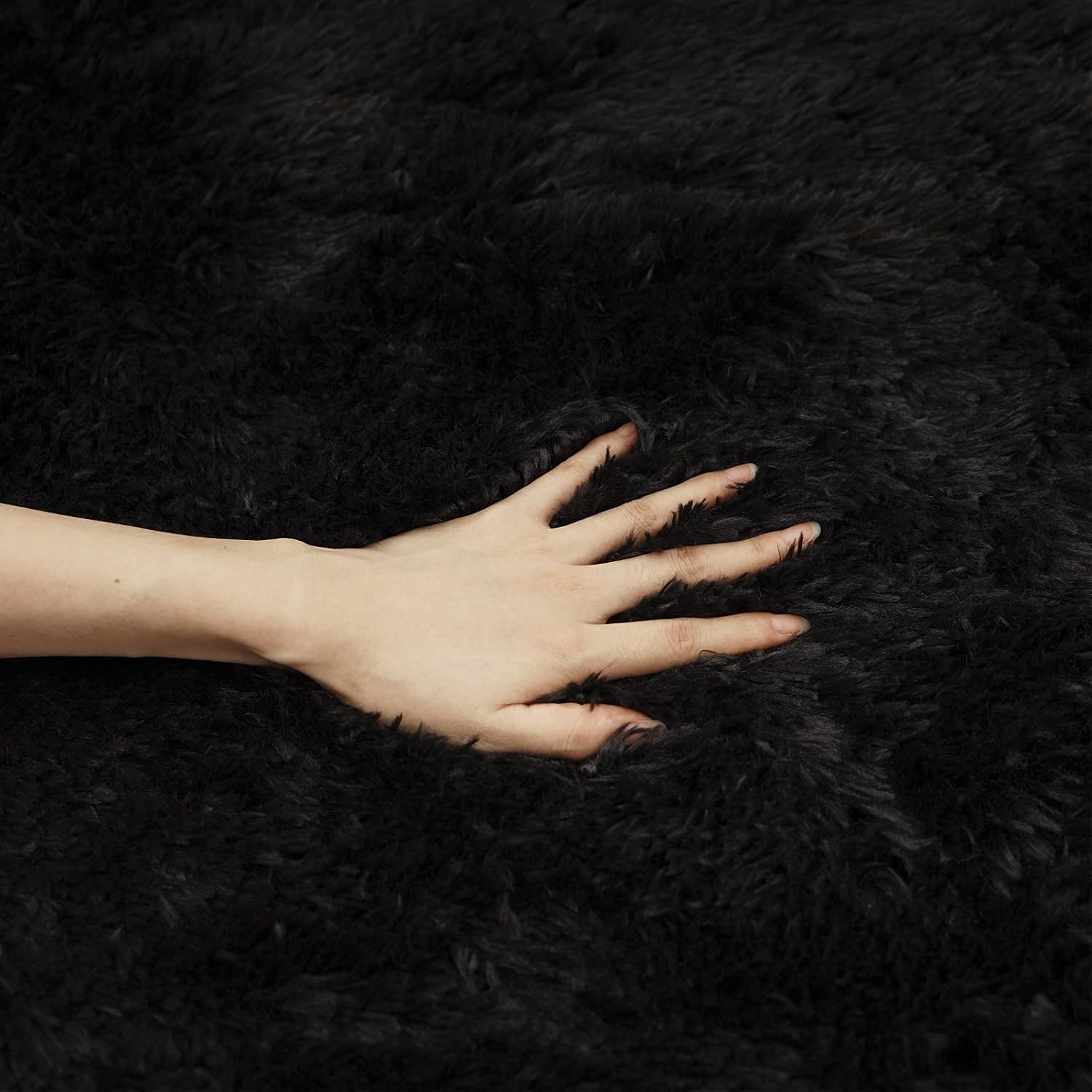 XSIVOD Black Rugs for Living Room Ultra Soft Bedroom Floor Carpet, Luxury Fluffy Shag Lounge Rug Ideal for Bedroom Nursery - Image 3