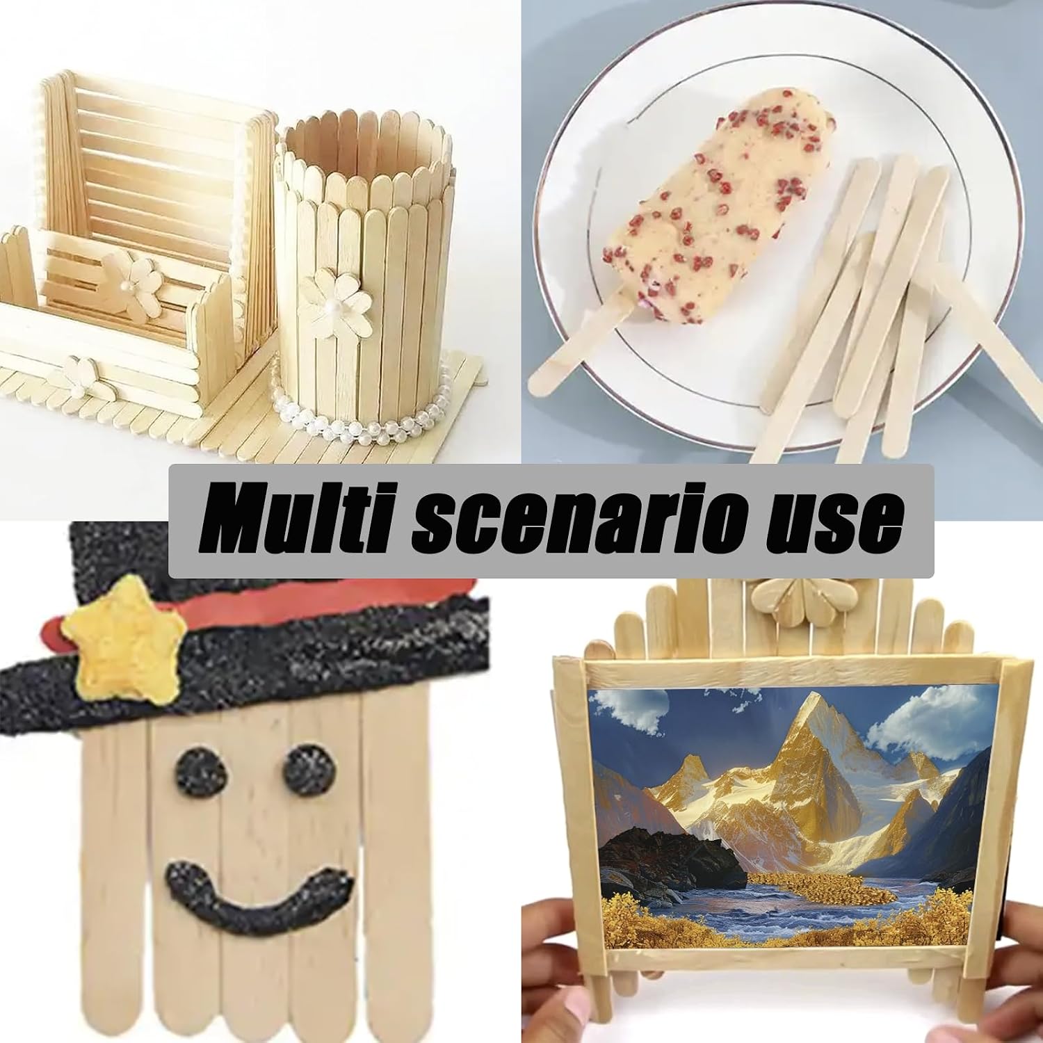100 Pcs 8 Inch Jumbo Wooden Craft Sticks Popsicle Sticks Tongue Depressor Waxing Sticks