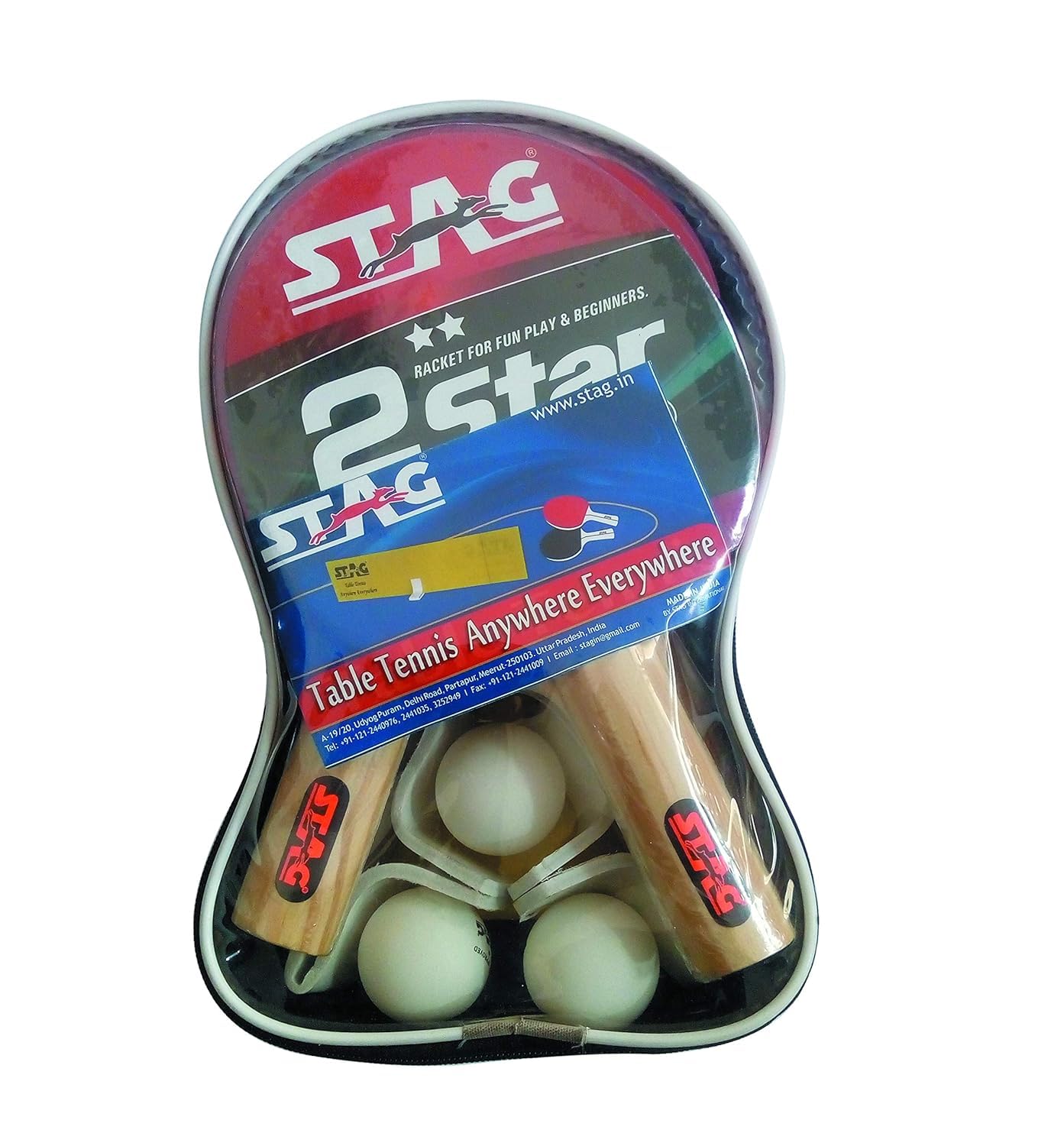STAG GLOBAL 2 Star Anywhere Everywhere Table Tennis Playset | 2 Racquets, 3 Balls (White) (B0CV5XW81N) Amazon Price History, Amazon Price Tracker