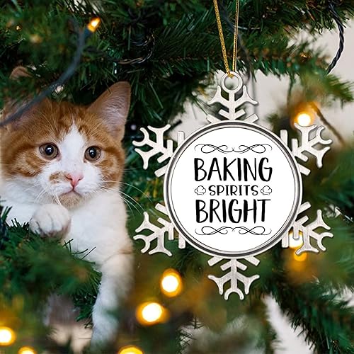 Vista 39 de Adorno de Navidad de metal para hornear, Navidad, copo de nieve, árbol de Navidad, recuerdo, citas divertidas, adorno de Navidad, adorno de Navidad