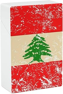 Lebanese Retro Flag Flip Open Cigarette Case for Women Men Plastic Cigarette Box Holder Pocket Cigarettes Storage Container
