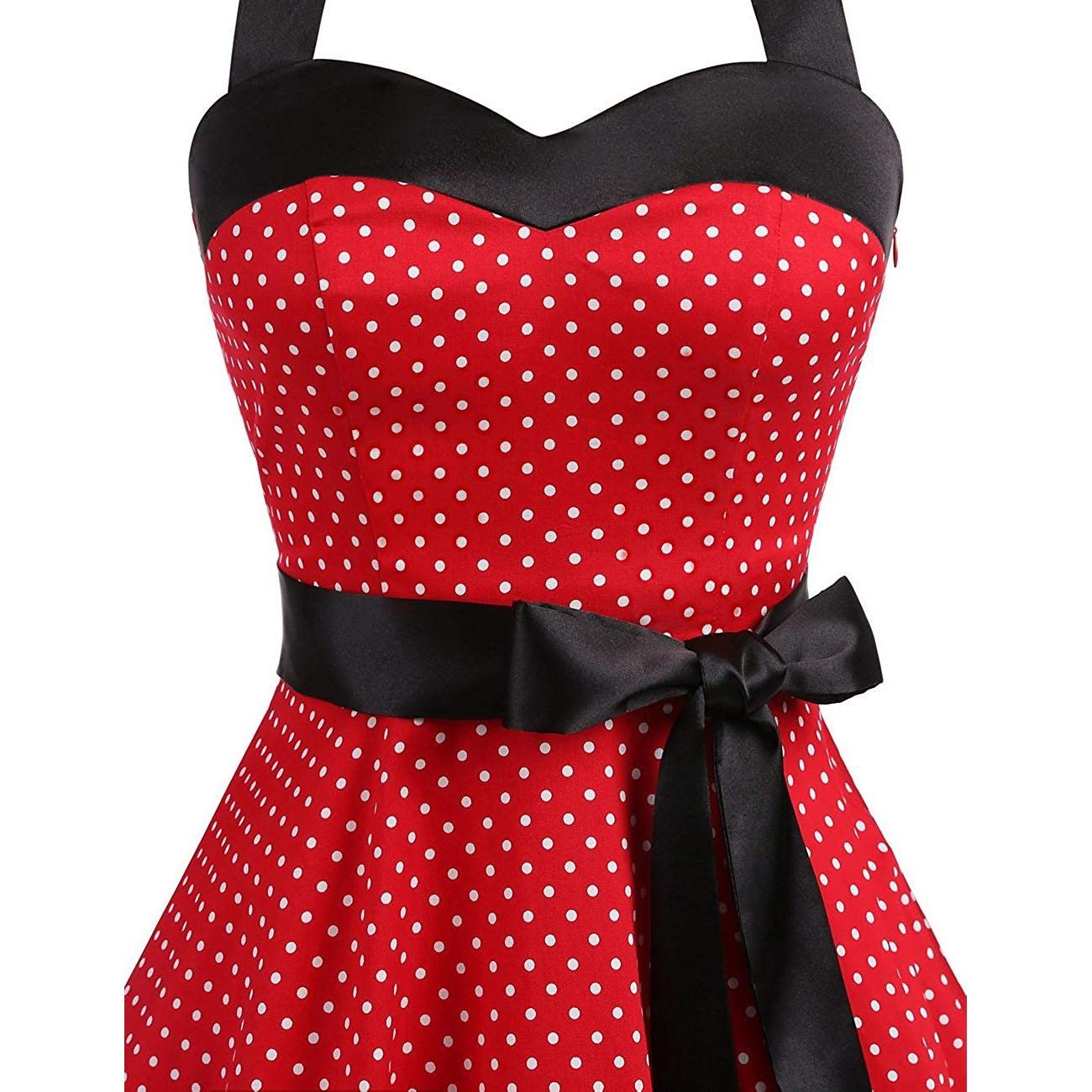 Vestido vintage de los años 50 para mujer, cuello halter, lunares, floral, acampanado, vestido de cóctel, fiesta, noche, baile de graduación