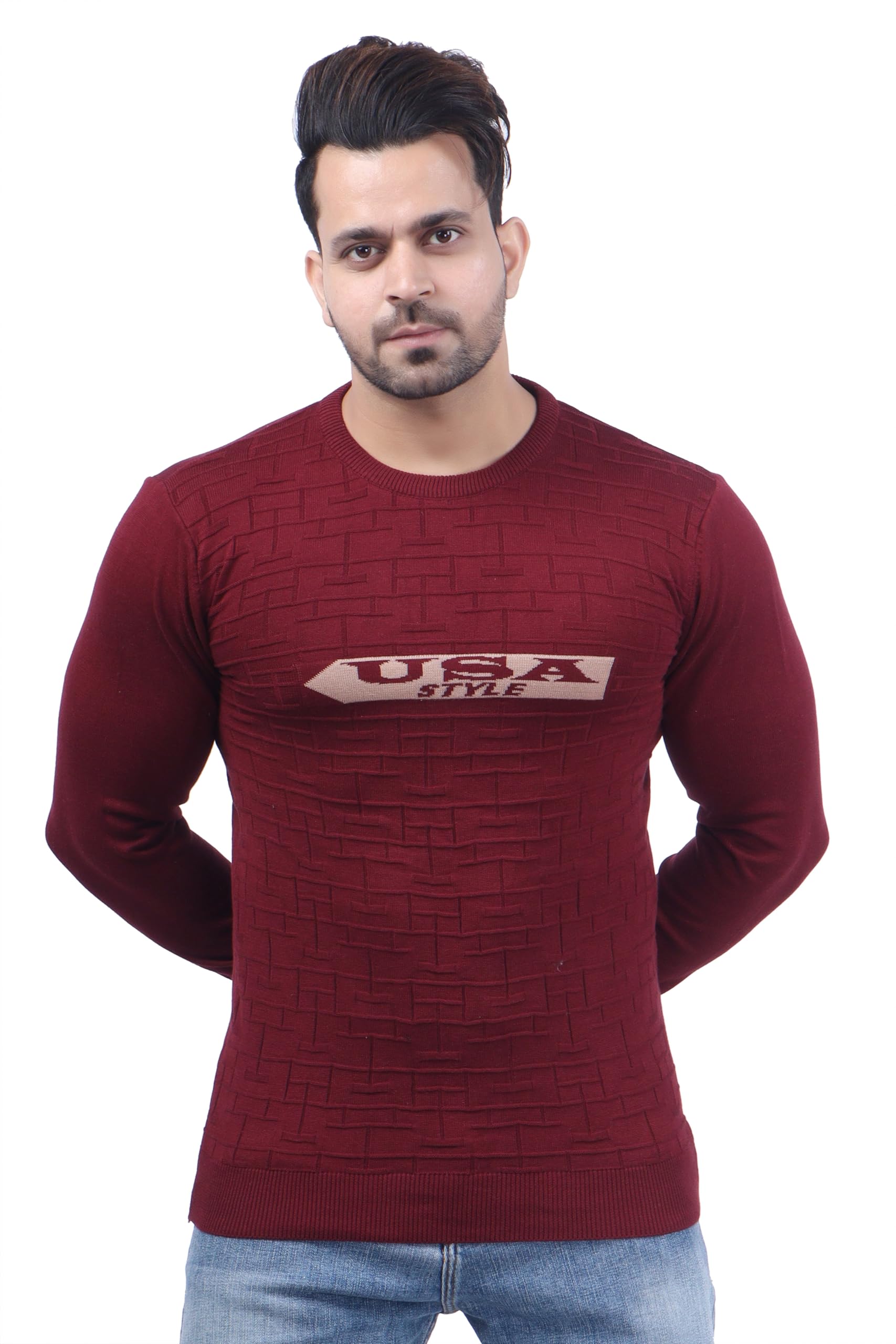 feverfew Fashionable Men Solid Sweater | Pullover Sweater | Round Neck Sweater | Casual wear Sweater for Men | Full Sleeves Sweater | Self Design-picture-41