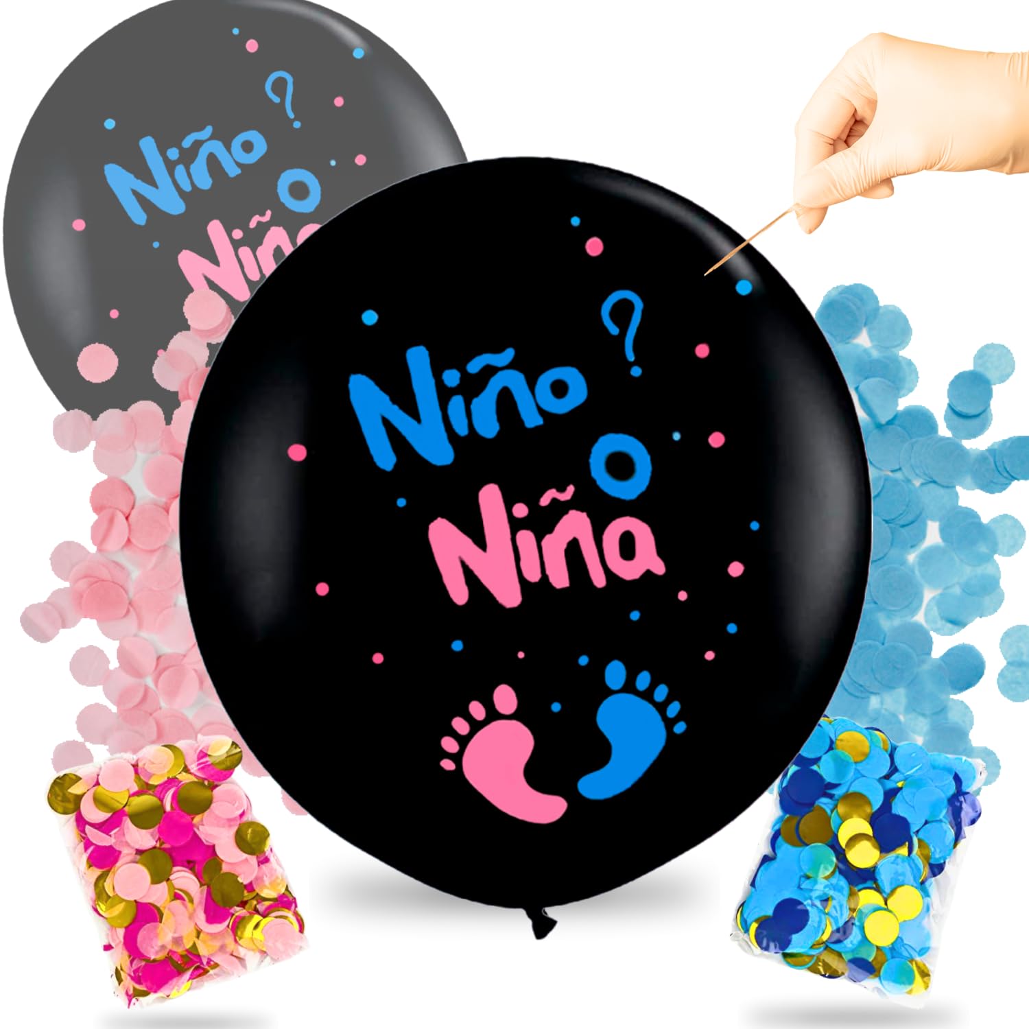 Globo de Revelación de Sexo Bebe en Español - Niño o Niña- Genger Reveal - Sorpresa Embarazo - Celebracion fiesta género (2 UNIDADADES)