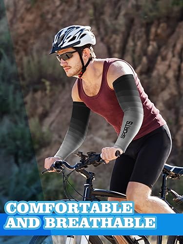 Miniatura 2 de 6 pares de mangas de protección solar UV para brazos, manga deportiva de enfriamiento antideslizante, calentadores de brazos de seda de hielo para