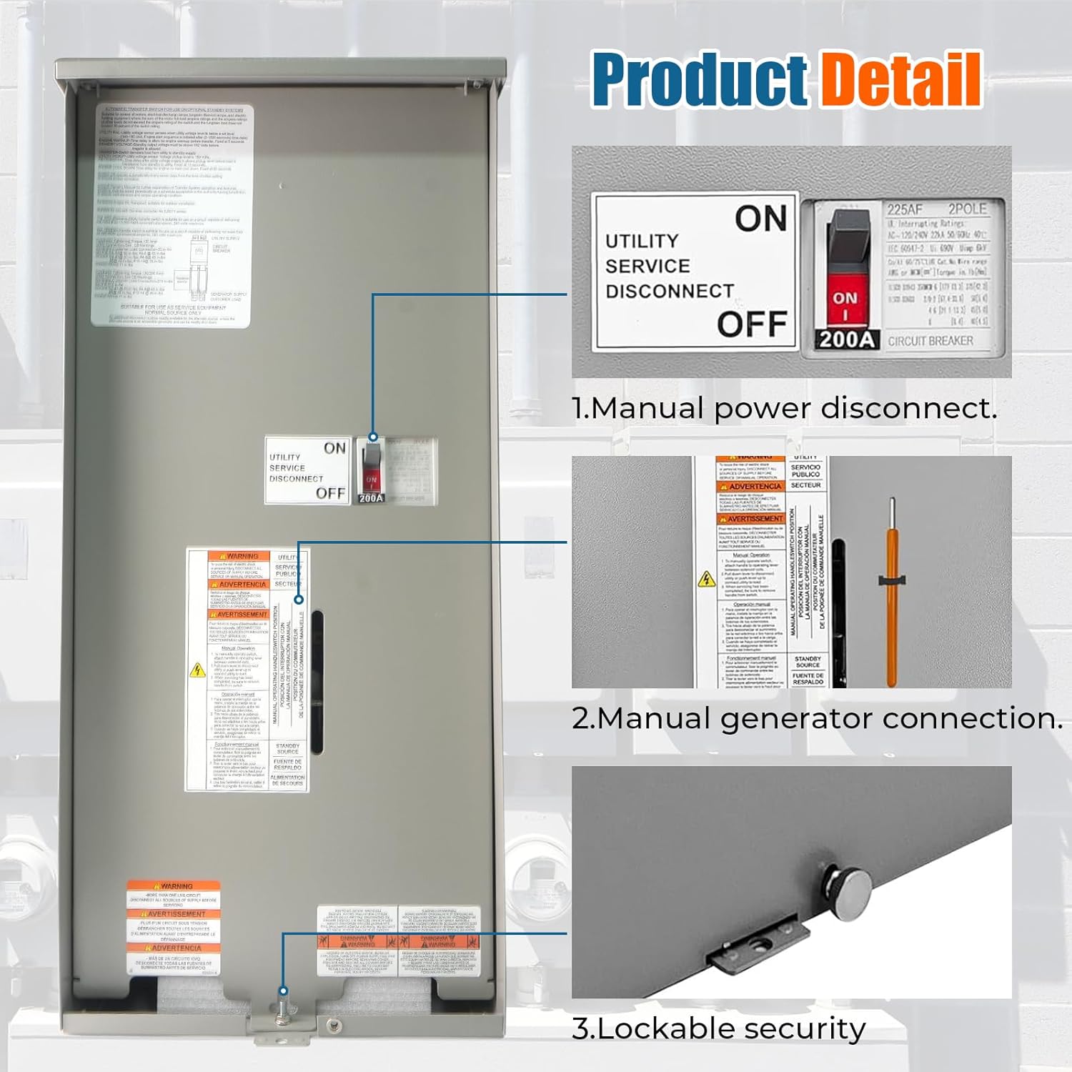 200 Amp Automatic Transfer Switch Replacement for Generac RXSW200A3 - Service Entrance Rated - NEMA 3R Outdoor Aluminum Enclosure - Compatible with Evolution or Nexus Controllers