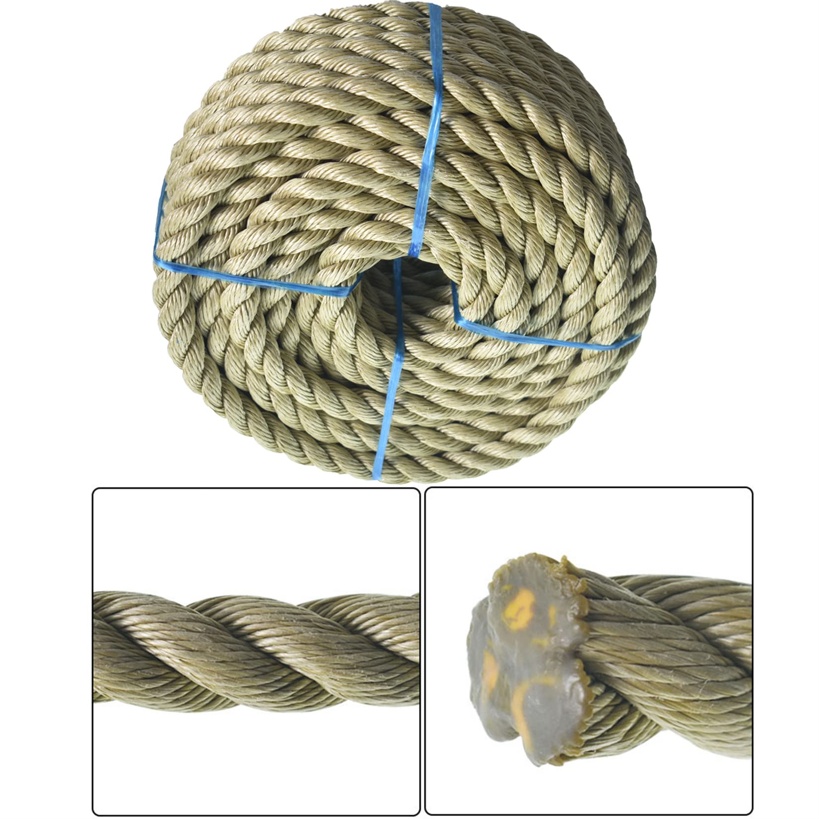 Snapklik.com : 3/4 Inch 1 Inch Diameter Twisted Manila Rope, Twisted 3 ...