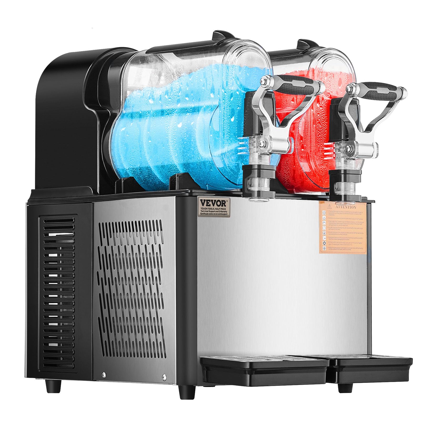 VEVOR Machine à Granité Commerciale 2x3L Double Réservoir, Machine à Boissons Glacées en Inox de 24 Tasses, Distributeur de Boissons Frappées Granitas Margarita Smoothie, pour Restaurants Cafés Bars
