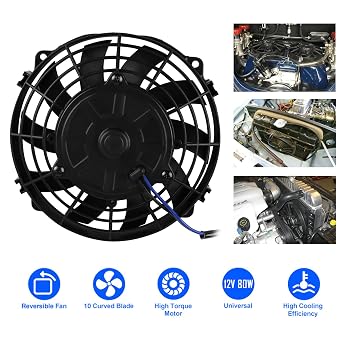 7 inch 7 Universal Slim Fan Push Pull Electric Radiator Cooling 12V Mount Kit, 12V 80W Motor